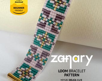 Loom Bracelet Pattern, Miyuki Delica Beadwork, Zanary