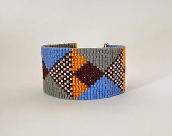 Loom Bracelet Pattern, Beaded Bracelet Pattern Rombbig, Miyuki Bead Weaving Loom PDF Tutorial - Rombbig