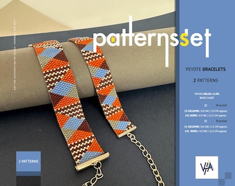 Peyote Stitch Bracelet Patterns, Miyuki Delica Bead Charts (PDF Pattern)
