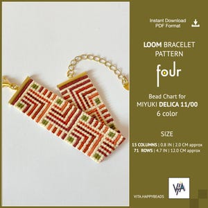 Armband met eenvoudig weefgetouwpatroon, armband met geometrisch kralenwerk - Four