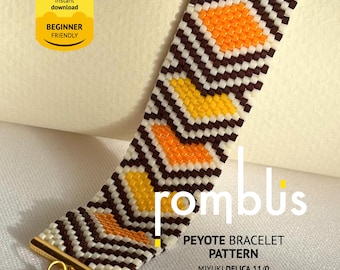 Miyuki Delica Bracelet Pattern, Geometric Peyote PDF, Rombus