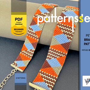 Peyote Stitch Bracelet Patterns, Miyuki Delica Bead Charts (PDF Pattern)