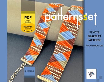 Peyote Stitch Bracelet Patterns, Miyuki Delica Bead Charts (PDF Pattern)