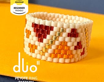 Schema per anello con punto peyote Miyuki, anello con perline fai da te (download PDF)