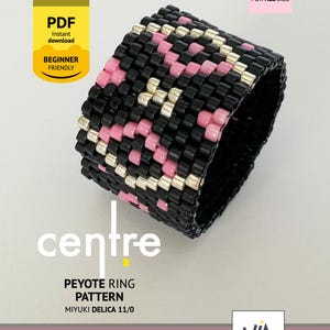 Miyuki Peyote Ring Pattern, Black Beaded Weaving (PDF Pattern)