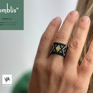 Peyote Ring Pattern, Miyuki Tutorial, Bead Jewelry Pattern, Bead Ring Pattern, Odd Count One Drop Stitch - Rombus 4