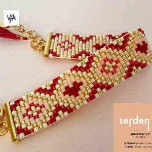 Heart Bracelet Pattern, Easy Bracelet Pattern,  Loom Bead Pattern, Bead Jewellery Pattern - Serden'ko