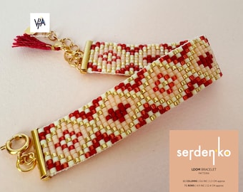 Heart Bracelet Pattern, Easy Bracelet Pattern,  Loom Bead Pattern, Bead Jewellery Pattern - Serden'ko