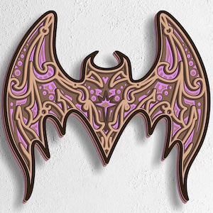 3D Layered Bat SVG, Halloween Bat Mandala, Multilayer Bat Papercut, Cricut Glowforge Cut File, Spooky Wall Decor