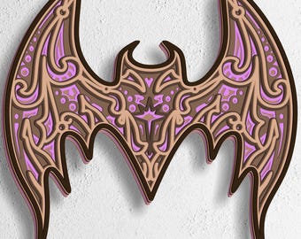 3D Layered Bat SVG: Halloween Mandala Cut File (Digital Download)