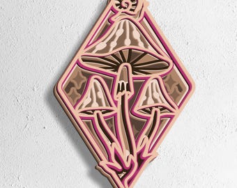 Layered Mushroom SVG | 3D Boho Forest Wall Art (Laser Cut File)