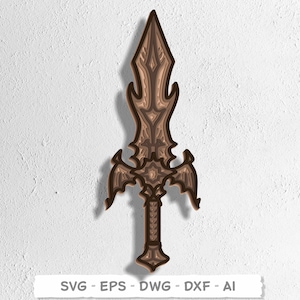Fantasy Sword 3D Layered Mandala | Digital SVG Cut File | Medieval Sword for Cricut & Glowforge