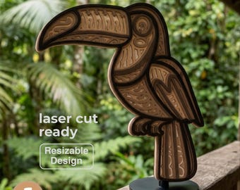 Layered Toucan SVG for Laser Cutting | Tropical Bird Multilayer CNC File