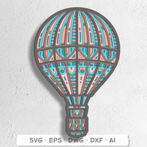 Air Balloon 3D Multilayer SVG. Air Balloon mandala Laser Cut Home Decor. Air Balloon SVG mandala. Plywood cutting.