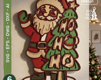 6層構造のサンタクロースSVG | クリスマスツリー、ホーホーホー（デジタルダウンロード）