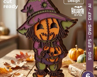 6層構造のかかしカボチャSVG | ハロウィンレーザーカットファイル（デジタルダウンロード）