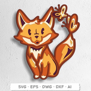 Lustiger Fuchs 3D Layered SVG | Süsser Fuchs Laser Cut Datei | Fuchs Mandala Wohndeko | Glowforge & Cricut Digital Download