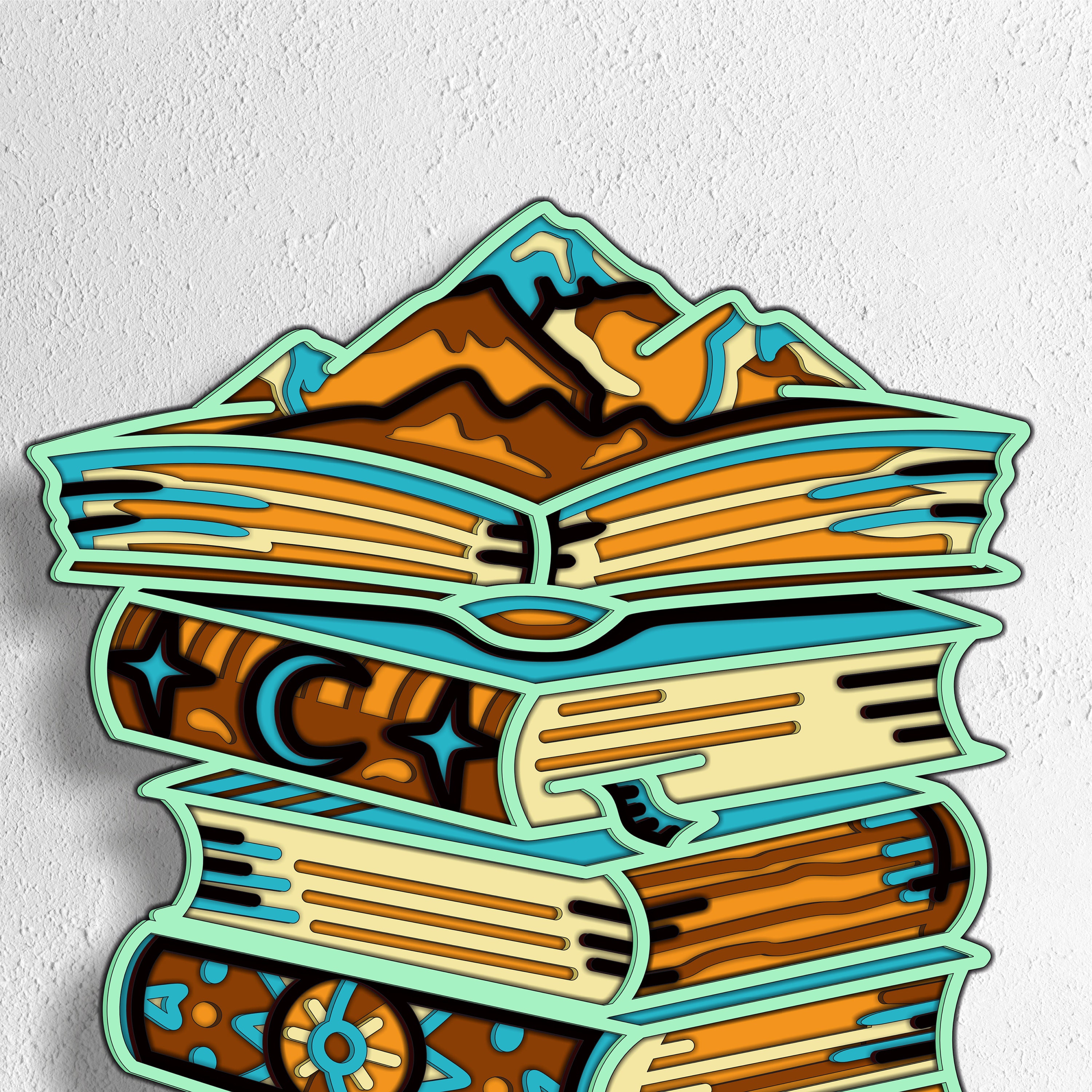 3D Stack of Books SVG File: Laser Cut Papercut Design (digital Download ...