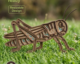 SAUTERELLE TRIBALE | Insecte 3D multicouche SVG | Fichier de découpe laser pour Cricut, Glowforge