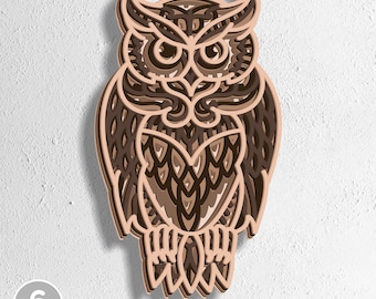 3D Owl Mandala SVG: Laser Cut Home Decor (Digital Download)