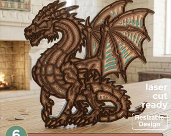 3D Mandala Layered Dragon SVG | Laser Cut File, Fantasy Wall Art (Digital Download)