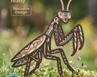 Praying Mantis SVG Layered Insect Laser Cut File | Mantis SVG | Bug Wall Art | 5 Layer Glowforge Cricut