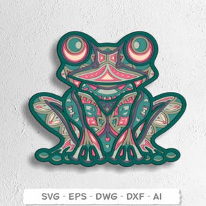 Grenouille 3D multicouche SVG. Décoration d'intérieur découpée au laser avec grenouille. Grenouille SVG. Grenouille laser. Fichiers à télécharger
