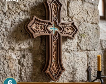 3D Mandala Cross SVG Laser Cut File: Christian Wall Art (Digital Download)