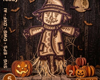 Décoration murale épouvantail, fichier de découpe SVG récolte d'automne, décoration rustique de ferme pour Halloween