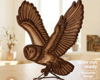 Layered Owl SVG for Laser Cutting | Flying Owl Multilayer CNC Cut File