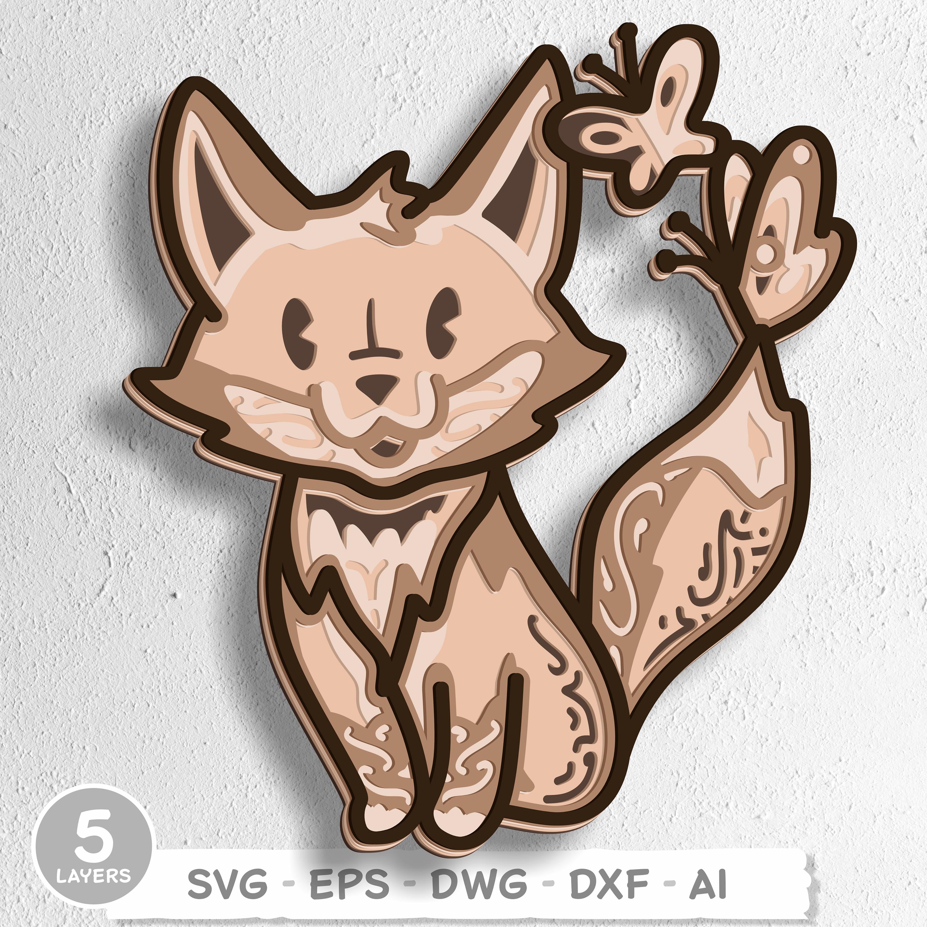 Cute Fox Layered SVG | Woodland Fox 3D Papercut | 5 Layers Laser Cut ...