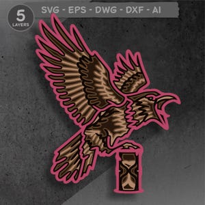 3D flerskiktad Raven SVG för Cricut laserskuren fil