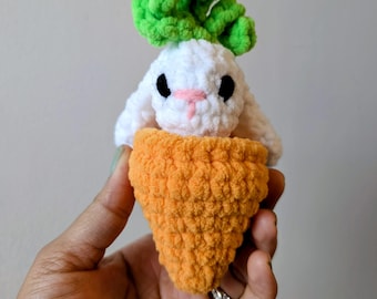 Crochet Bunny Rabbit in Carrot Pop It Fidget Easter Basket Gift