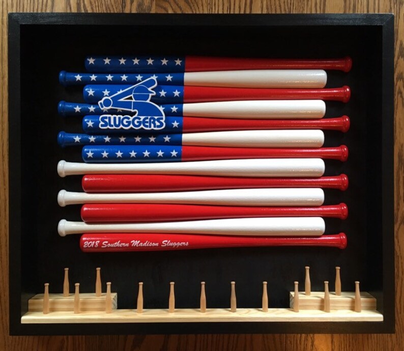 Custom Logo Baseball Bat Flag Ring Display Etsy