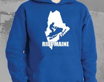 Ride Maine Snowmobile Hoodie: Winter Sports Sweatshirt