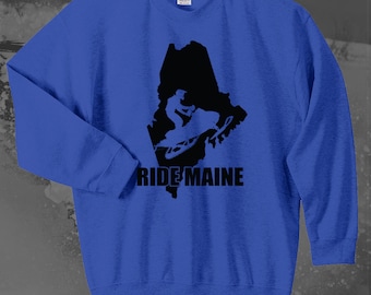 Ride Maine Snowmobile Crewneck Sweatshirt: Winter Sports Gift
