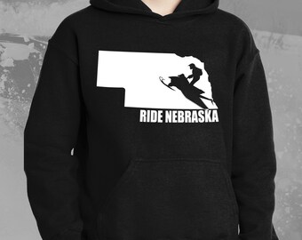 Ride Nebraska Hoodie: Snowmobile Winter Sports Sweatshirt
