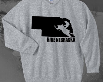Ride Nebraska Snowmobile Crewneck Sweatshirt: Winter Sports Gift
