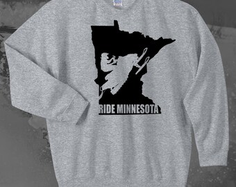 Ride Minnesota Snowmobile Crewneck Sweatshirt: Winter Sports Gift