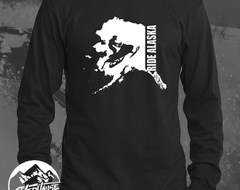 Ride Alaska Snowmobile Long Sleeve Shirt: Winter Sports Gift