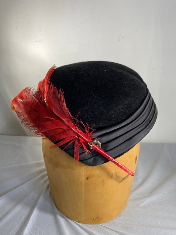 Walter King vintage Black Nancy Hat Velvet Satin … - image 2