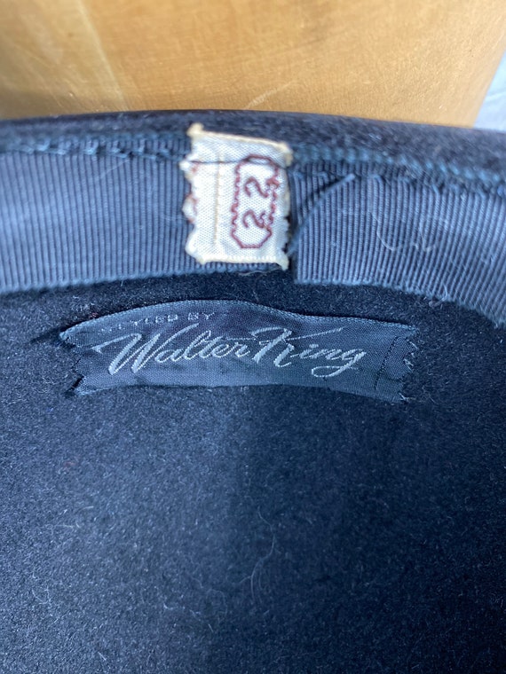 Walter King vintage Black Nancy Hat Velvet Satin … - image 6