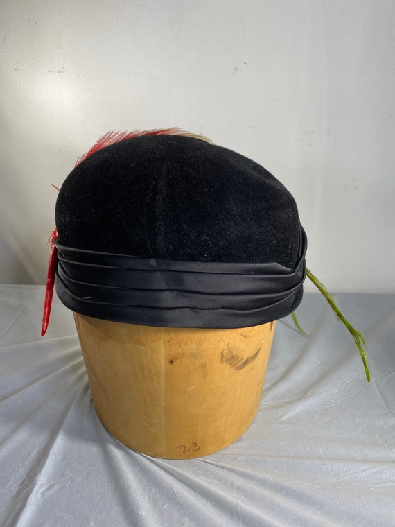 Walter King vintage Black Nancy Hat Velvet Satin … - image 3