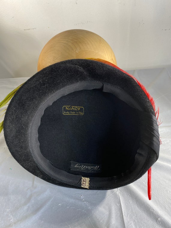 Walter King vintage Black Nancy Hat Velvet Satin … - image 8