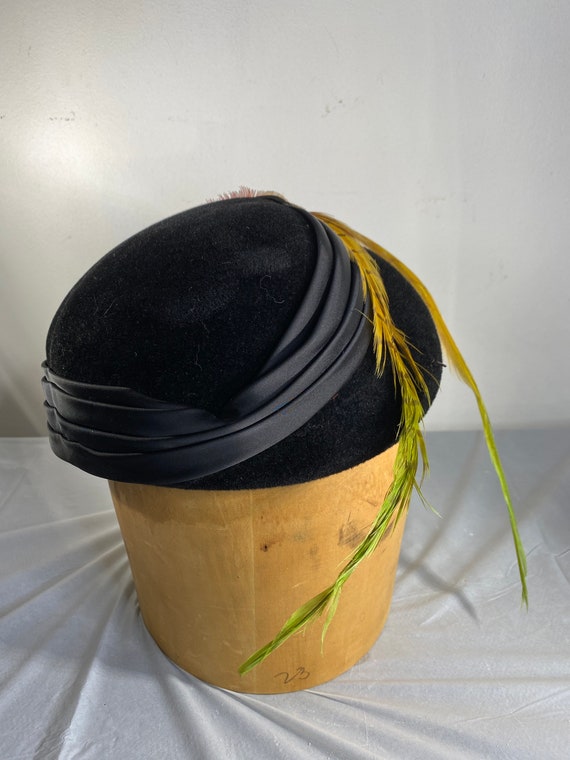 Walter King vintage Black Nancy Hat Velvet Satin … - image 4