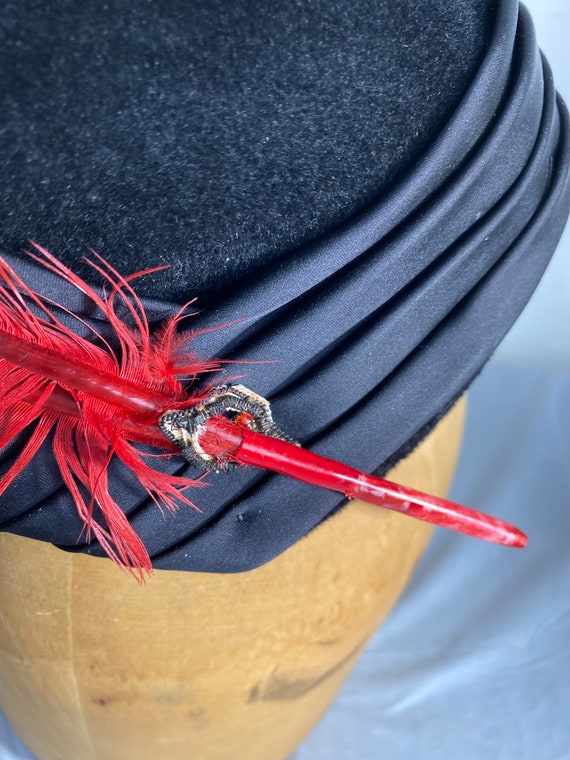Walter King vintage Black Nancy Hat Velvet Satin … - image 9