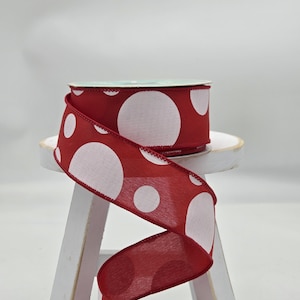 1.5&quot; x 10yd Red with Big White Polka Dot Ribbon