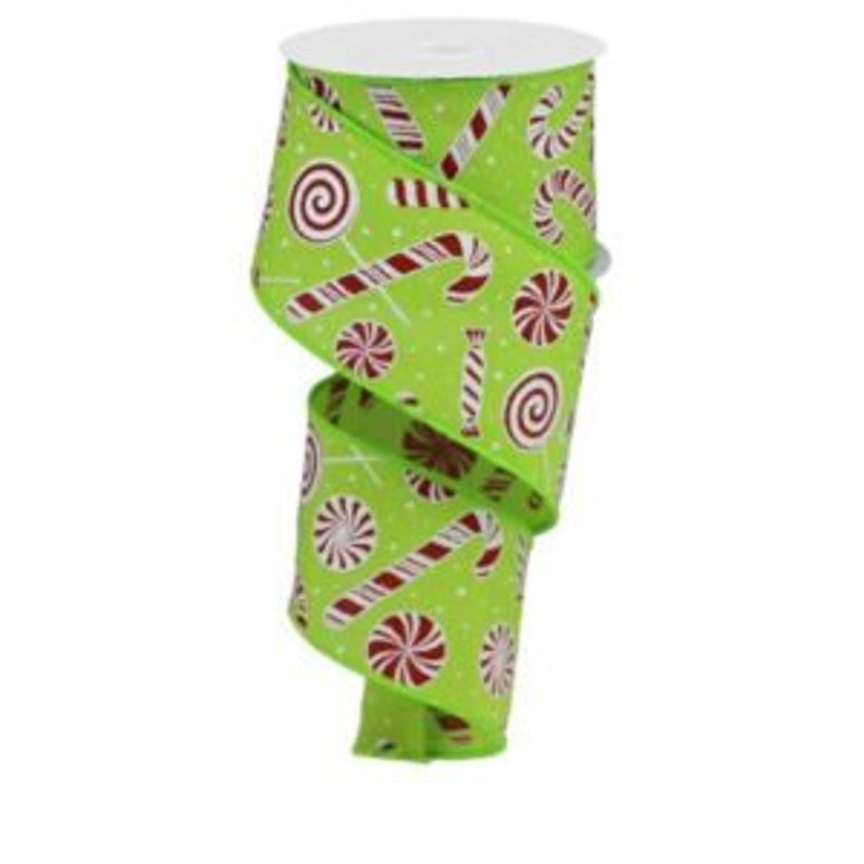 2.5 Lime Green candy wired ribbon Candy Wired ribbon Etsy