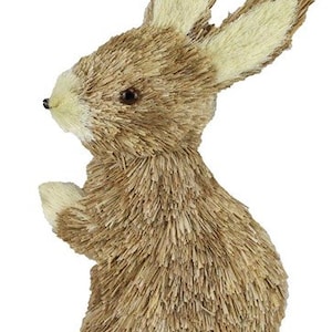 12.75&quot;H Linen/Grass Half Rabbit Decor sisal bunny wreath attachment