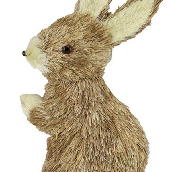 12.75"H Linen/Grass Half Rabbit Decor sisal bunny wreath attachment